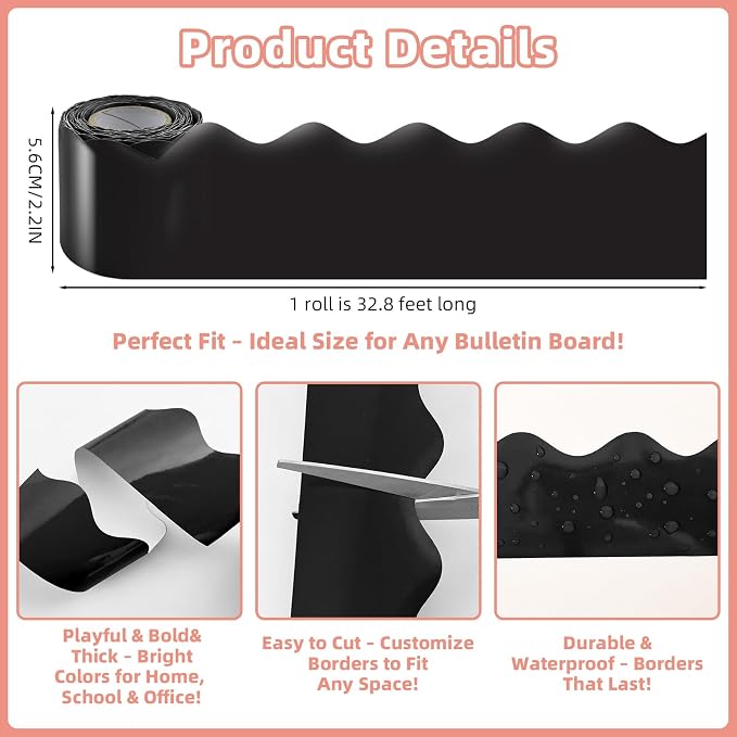 6 Rolls 196.8 Ft Bulletin Board Borders