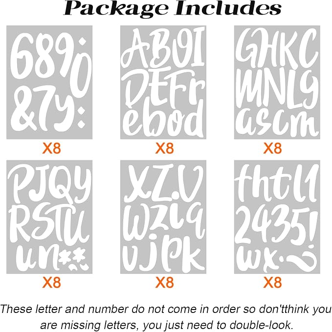 Outus 576 Pcs 8 Sheets Letters Stickers Vinyl Alphabet Number Decals Back to
