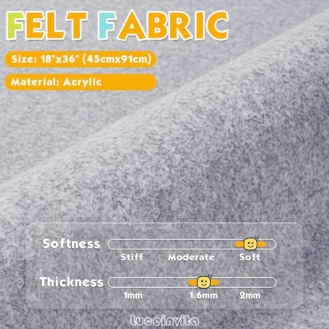 Heather Grey 18" X 36" Felt Fabric Sheet