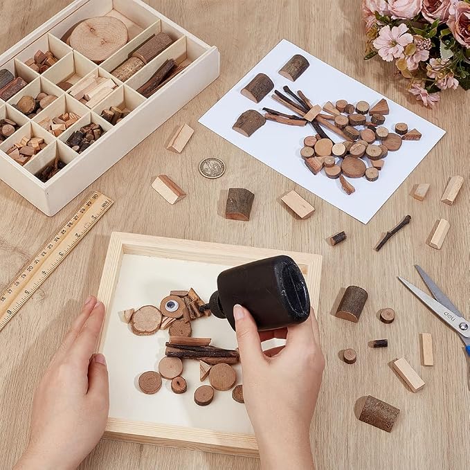 PH PandaHall Wooden Unfinished Craft Kits Natural Wood Slices Wooden Art Paint