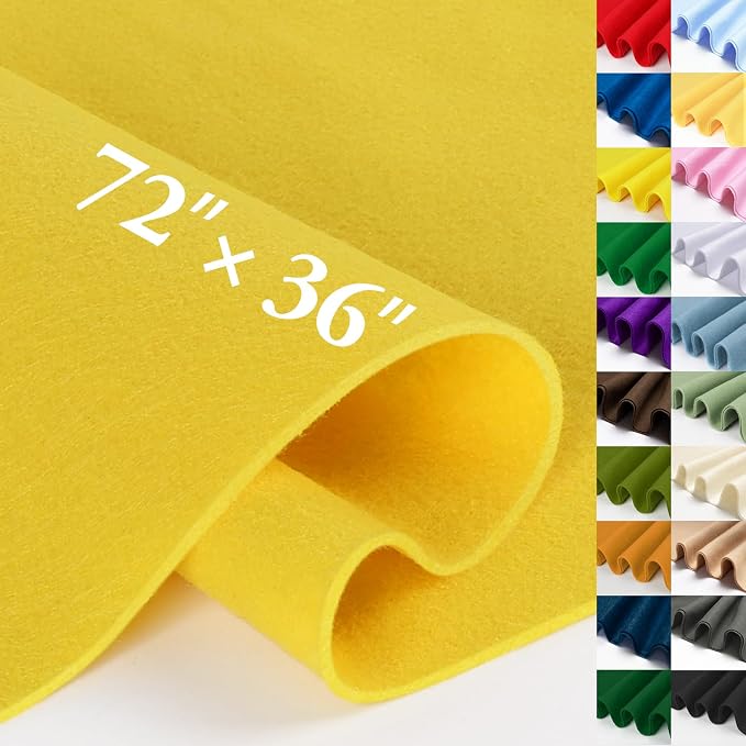 Yellow Felt Fabric Sheet 72" X 36", 1.4mm Thick Large Soft Durable Flexible