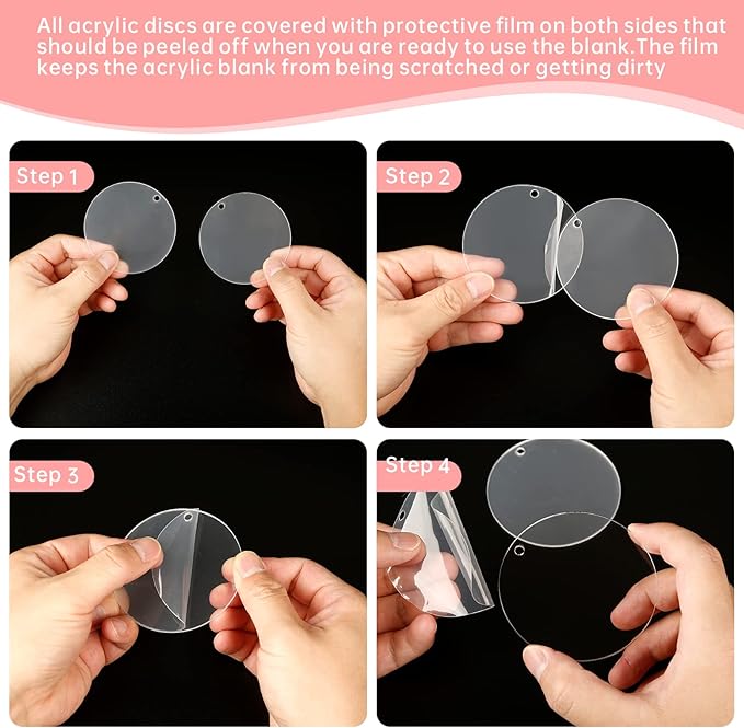 50 Pieces Clear Acrylic Circle Keychains Tags 2.5"/63.5mm Acrylic Discs |