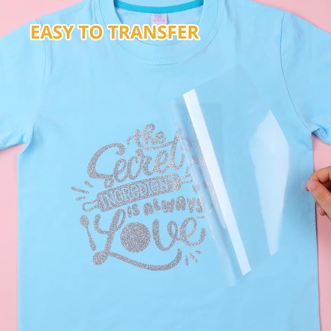 HTVRONT Silver Glitter Heat Transfer Vinyl, Iron on Vinyl