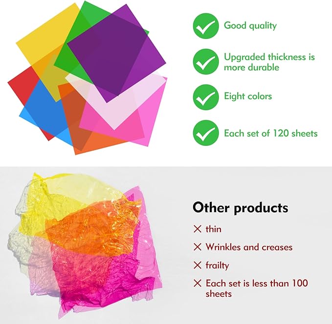 CdbC Colored Cellophane Sheets Colored Cellophane Transparent Gift Packaging 120