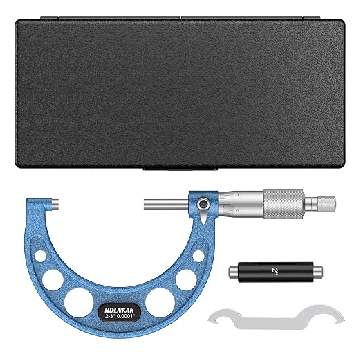 HDLNKAK Outside Micrometer Set, 2-3" Machinist Micrometer, 0.0001" Graduation