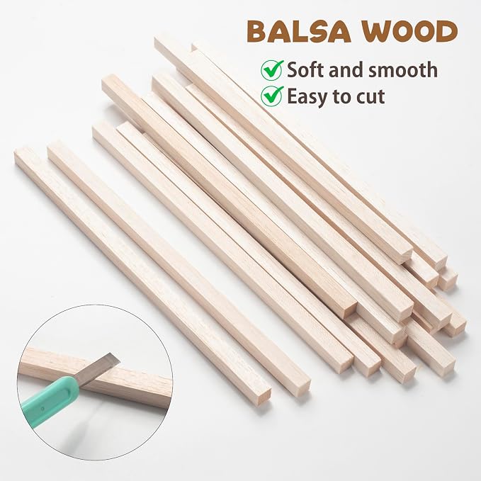 Balsa Wood Sticks, Balsa Wood Strips, Unfinished Wood Craft Sticks