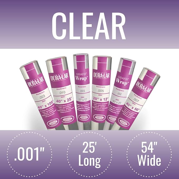 Grafix Dura-Lar 0.001" Film, Ultra Clear, Glossy 54" x25' Material,