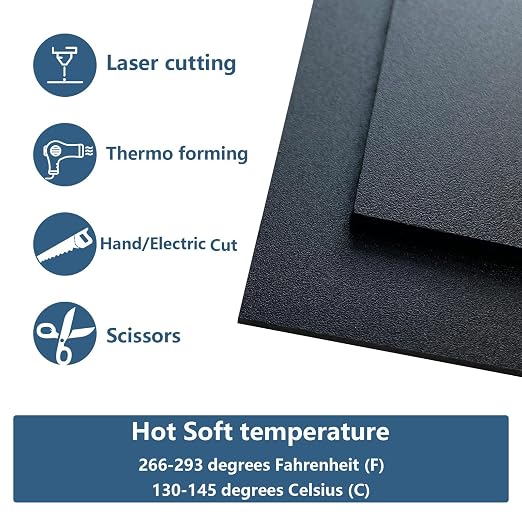 3 Pack Black Plastic Sheet 12x16x0.08 in Flexible High Tensile Plastic Sheets