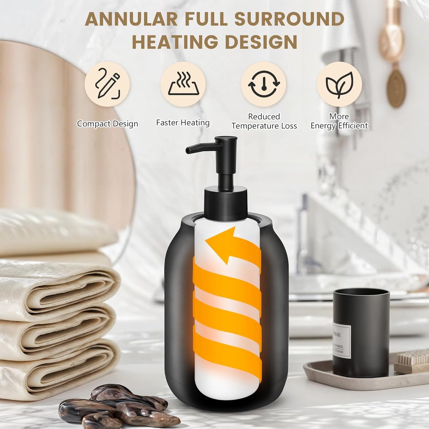 Massage Oil Warmer Bottle Professional Electric Lotion Digital Heater for SPA, Portable Oil Warmer Heated Cream for Beauty Salon Home, with ℃/℉ Switchable Display, Two Oil Dispenser Bottle