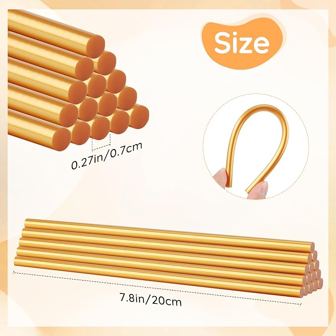 72pcs Metallic Gold Hot Glue Sticks, 0.27"x8" Mini Glue Sticks Colored