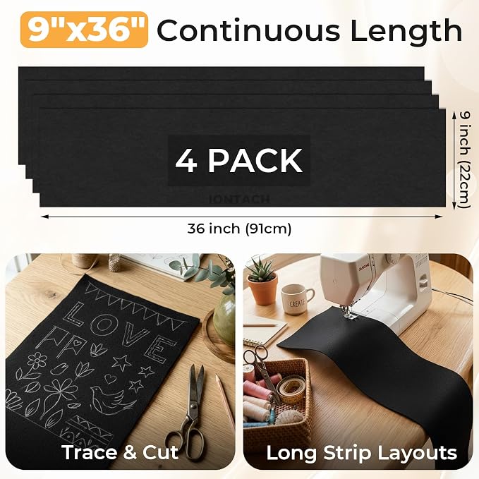 IONTACH 9" X 36" Soft Felt Sheets 1.6mm Thick | Acrylic Felt Fabric