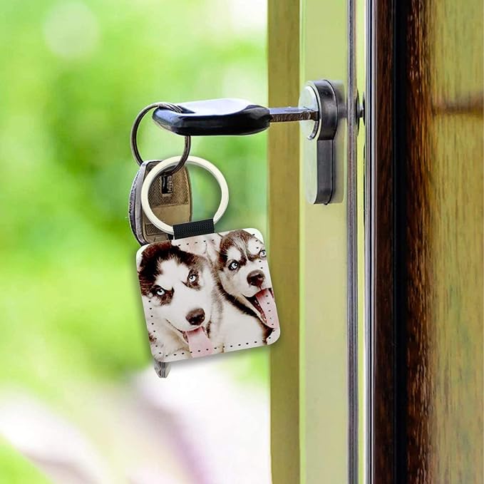 12 Pcs Sublimation Blank Keychains, PU Leather White Keychains Ornament Pendants
