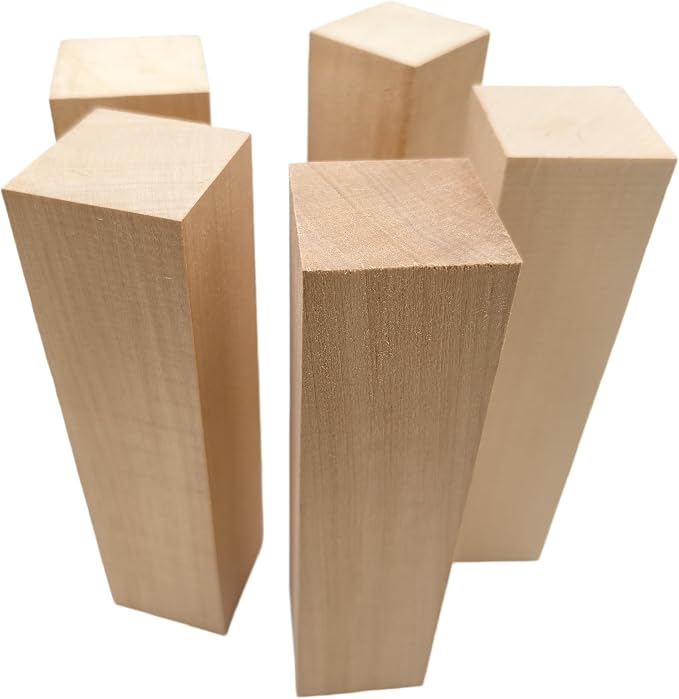 5PCS Basswood Carving Blocks, Whittling Wood Carving Kit, Unfinished Wooden