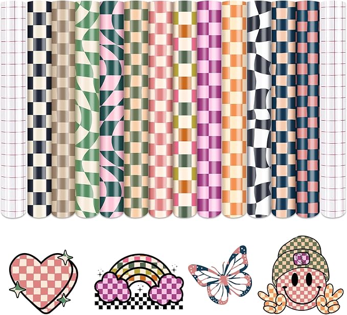Tintnut Checkerboard Permanent Vinyl, waterproof, easy peel & stick, works