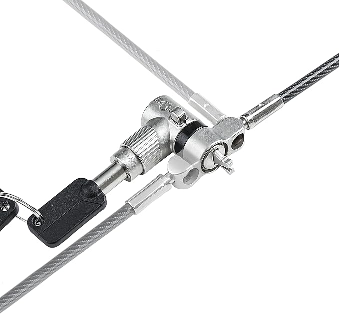 StarTech.com 3-in-1 Universal Laptop Lock 6.6ft (2m), Master Keyed Security Cable, Compatible with Noble Wedge/Nano/K-Slot; TAA