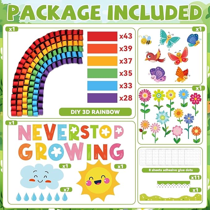 Summer Bulletin Board Classroom Decorations 3D Rainbow Butterfly Floral
