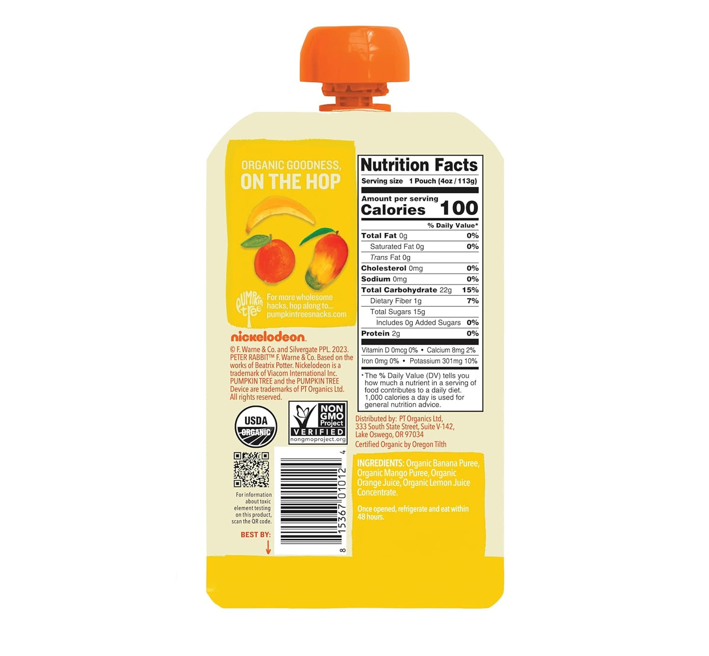 Pumpkin Tree Peter Rabbit Organics Mango, Banana and Orange Snacks, 4 Oz (Pack of 10)