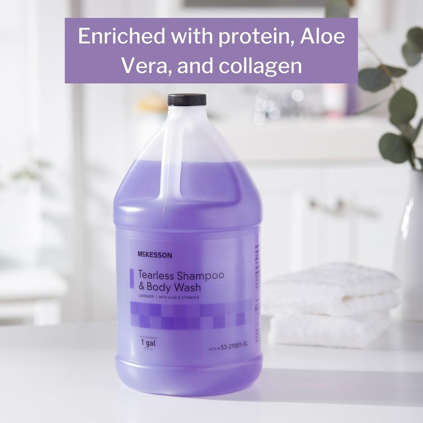 McKesson Shampoo and Body Wash with Aloe & Vitamin E, 1 Gallon [Pack of 4] Bulk, Refill, Tearless, Lavender