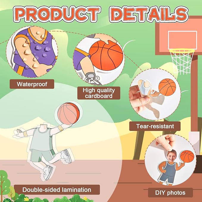 OBUSATT 60 Pcs Basketball Player Theme Cutouts Basketball Bulletin Board
