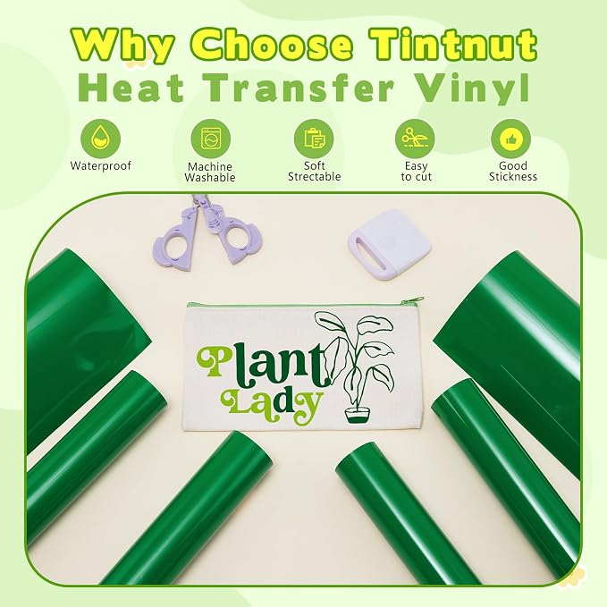 Tintnut Spring Green Heat Transfer Vinyl, easy cut & weed, stretch washable