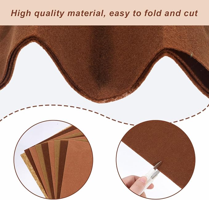 Brown Felt Fabric, 18 Pieces Felt Sheets