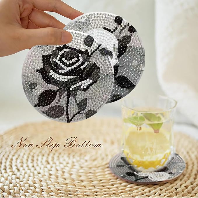 Clendo 8 Pcs Gothic Diamond Art Coasters Kit