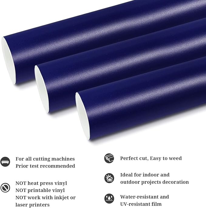 TECKWRAP Matte Navy Blue Adhesive Vinyl Roll 12" x 10ft Matte Blue Permanent
