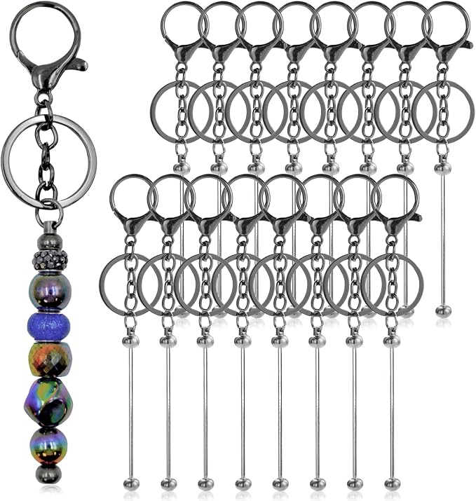 28 Pcs Beadable Keychain Bars