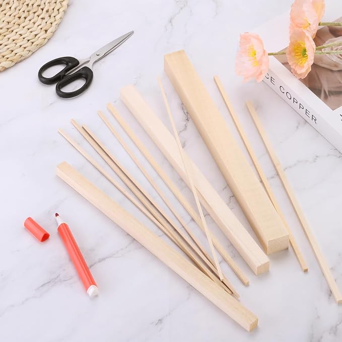 MECCANIXITY 6pcs Wood Sticks, 7/8"x 7/8" x 12" Rectangle Wooden Cube Wood