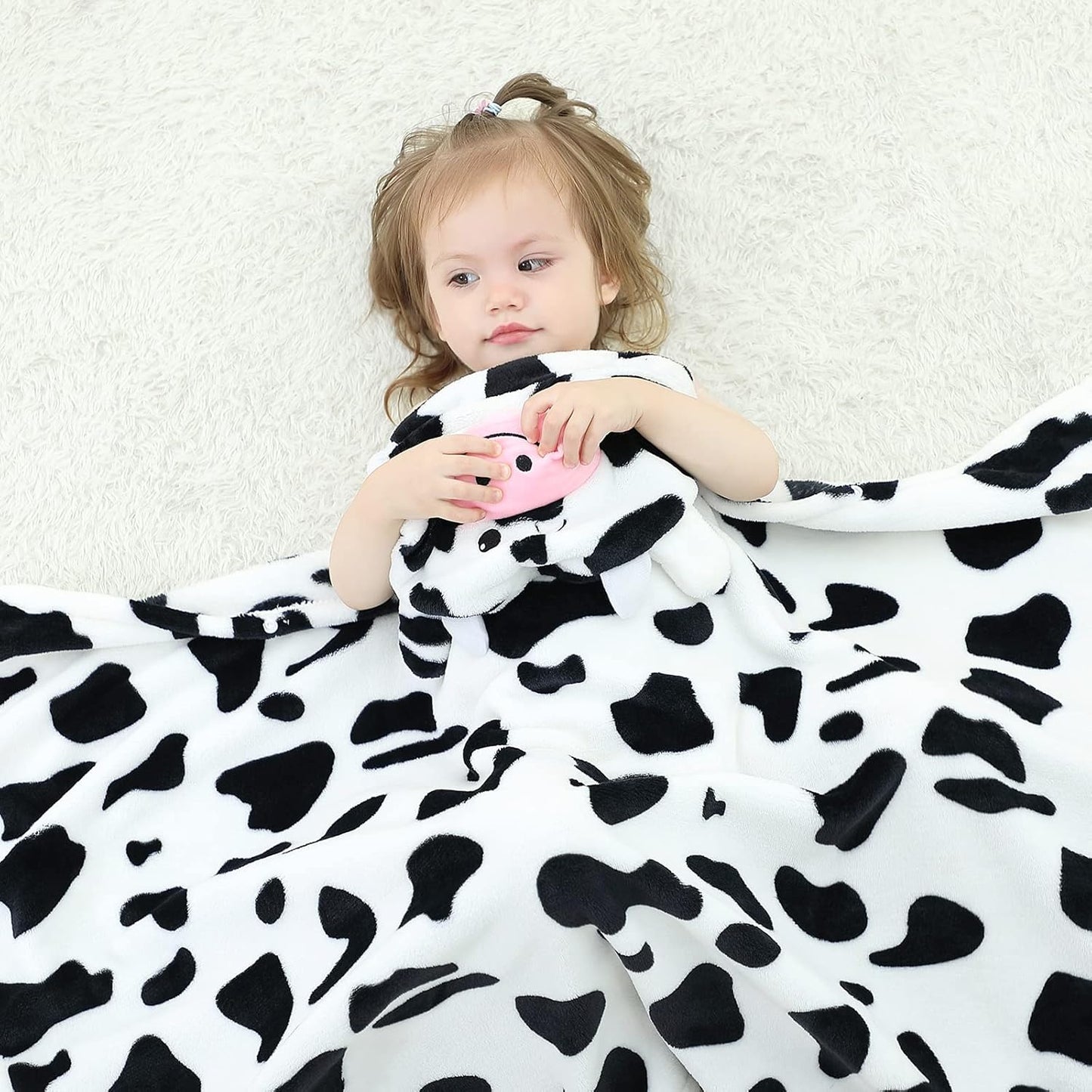 Wearable Blanket Hoodie for Kids Toddlers Hooded Towels Soft Cozy Flannel Wearable Throw Blanket Hoodie for Boys Girls Birthday Gifts (Dairy Cow 50 * 40)