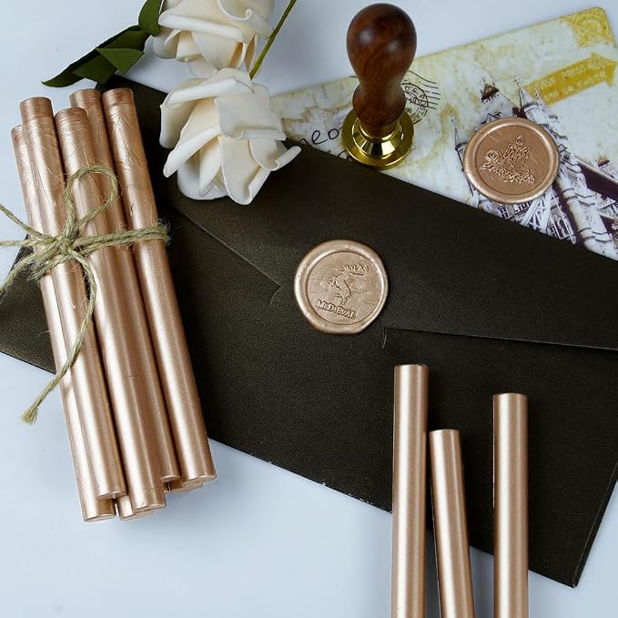 Champagne Gold Seal Wax Sticks for Large Glue Gun, Sealing Decoration for