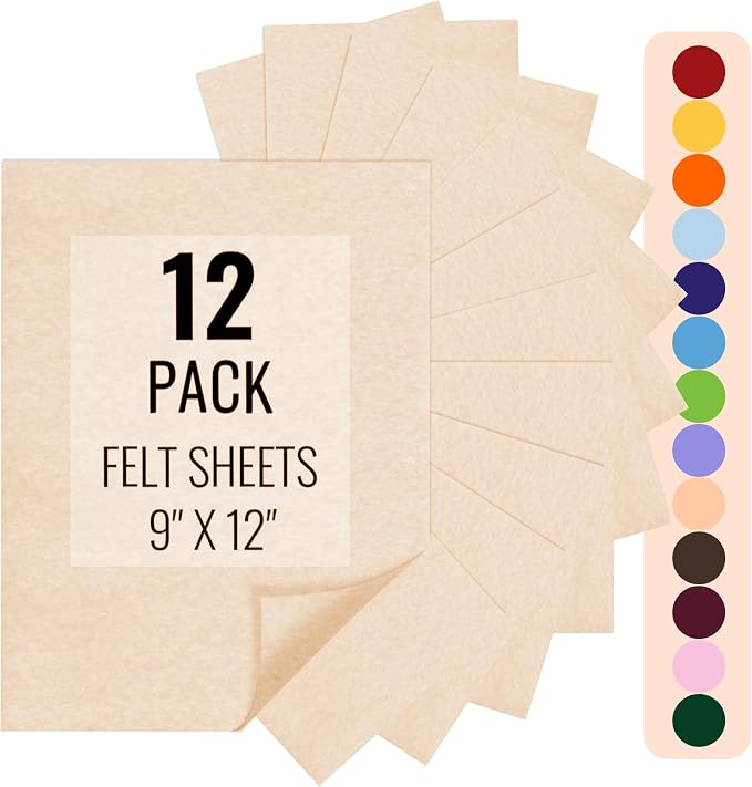 IONTACH 9" X 12" Felt Fabric Sheets 1.6mm Thick | Soft Felt