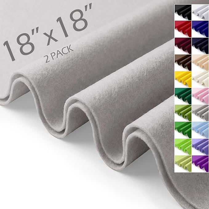 Felt Fabric Sheets 18" x 18" 1.6mm Soft Craft Felt, Light Grey | Soft Precut