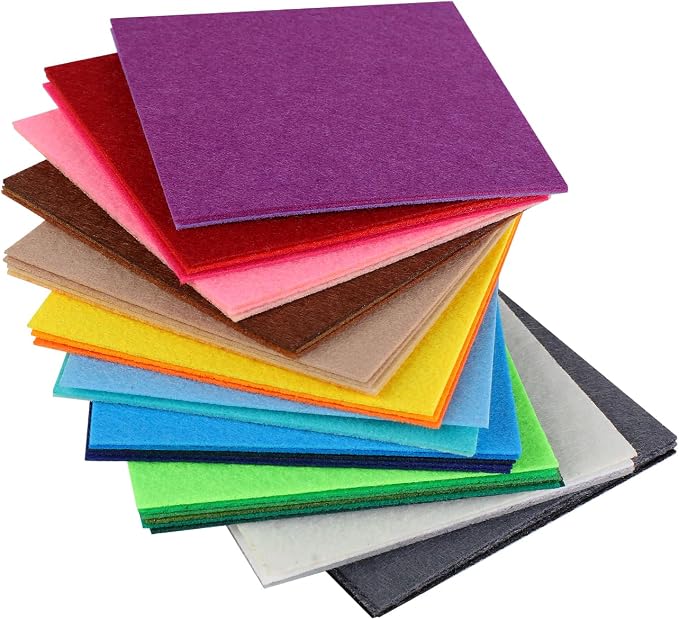 Felt Sheets 12x12 20 Pack 1mm Nonwoven Assorted | Nonwoven acrylic felt