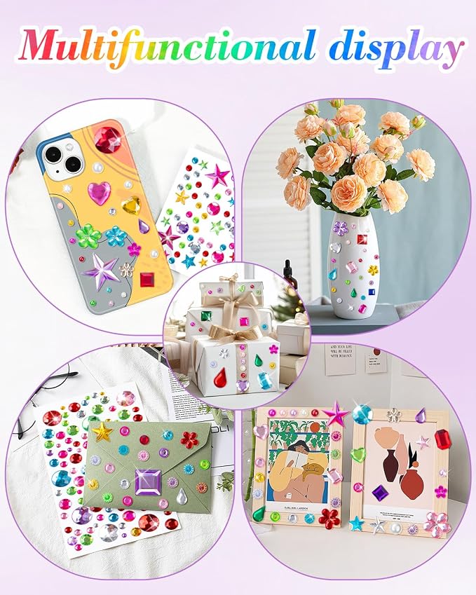 3062Pcs Gem Stickers-Self-Adhesive Face Jewelry Stickers, Acrylic Gems DIY