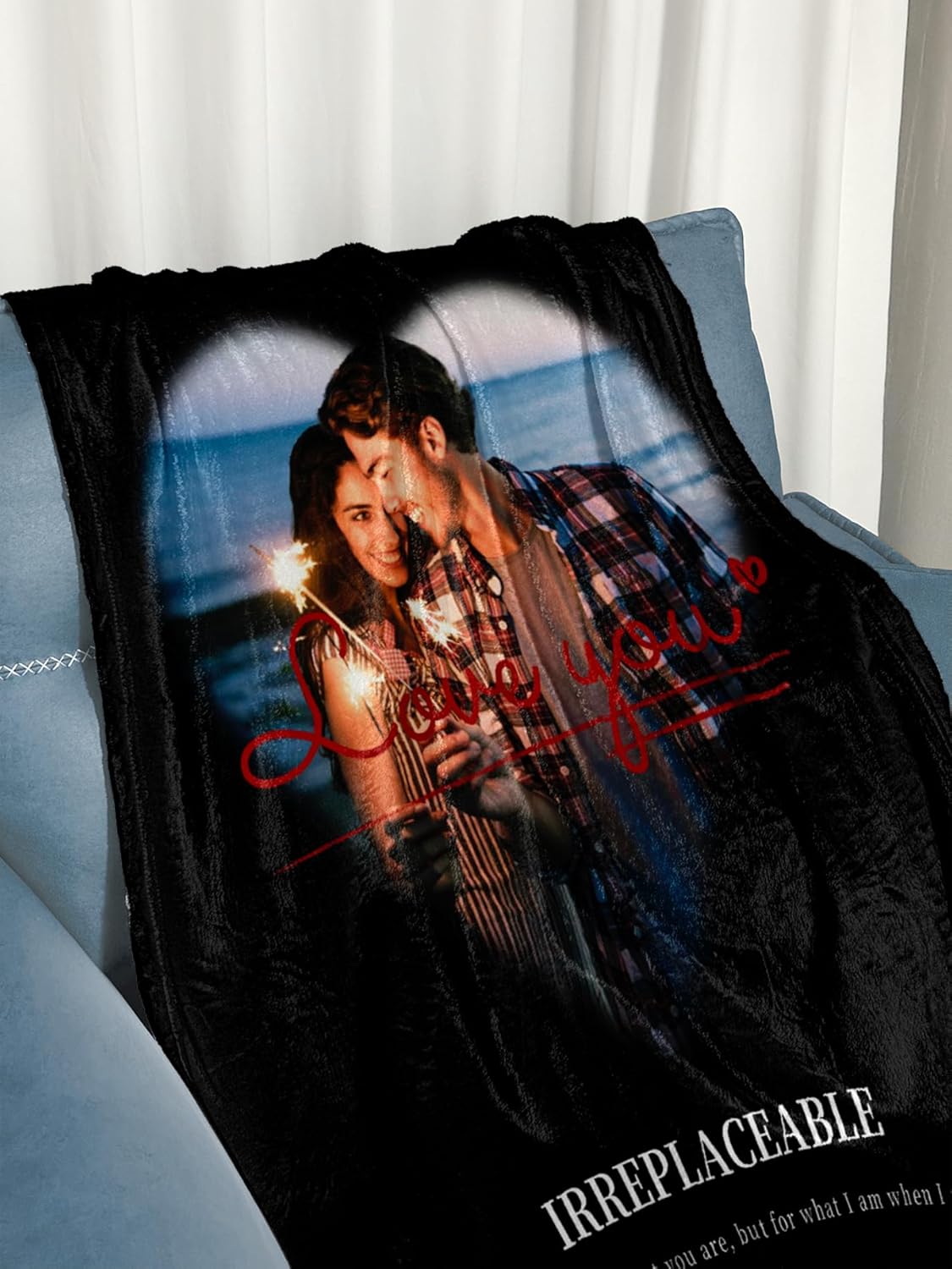 Personalized Blanket with Photos Text Custom Blanket Thows with Picture Customizable Photo Blankets Valentine's Day Gifts for Couple Girlfriend Boyfriend Wife Husband, 40 * 50in