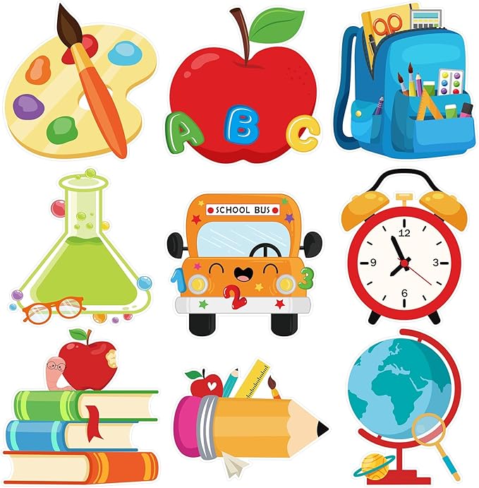 54Pcs Back to School Cutouts, Classroom Theme Bulletin Board Decoration