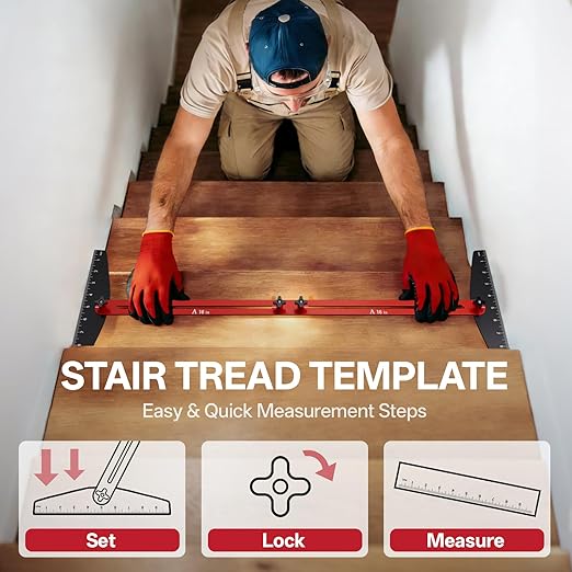 Stair Tread Gauge Template Tool, 10-67 Inches Adjustable Aluminum Alloy Stair