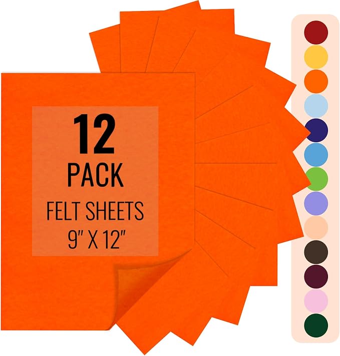 IONTACH 9" X 12" Felt Fabric Sheets 1.6mm Thick | Soft Felt