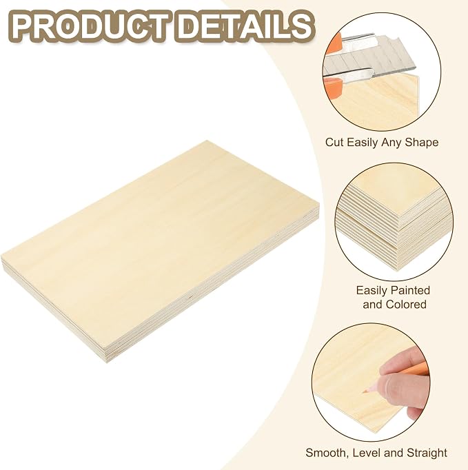 PATIKIL 12x20x1/4 Basswood Sheets