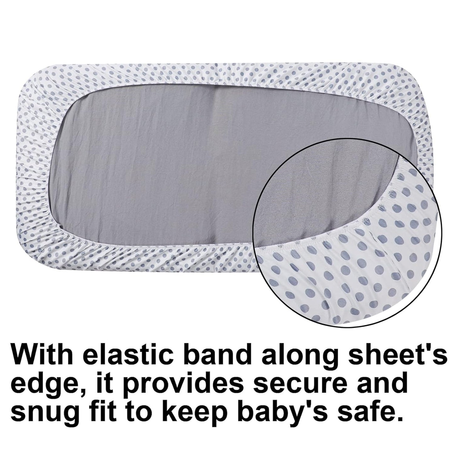Onacosht Bassinet Sheets for Baby Boy and Girl, Stretchy Breathable Fitted Sheet Universal for Bassinet Cradle Hourglass Oval Rectangle Pad/Mattress, 4 Pack Stripes Dots Chevrons and Stars ﻿