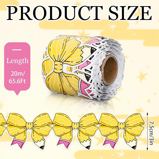 FYSUIMU 65.6 Ft Pencil Coquette Bow Bulletin Board Border Back to School Pencil