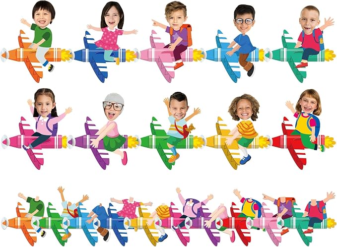 gisgfim 80Pcs Crayon Cutouts Back to School Decoration Bulletin Board Colorful