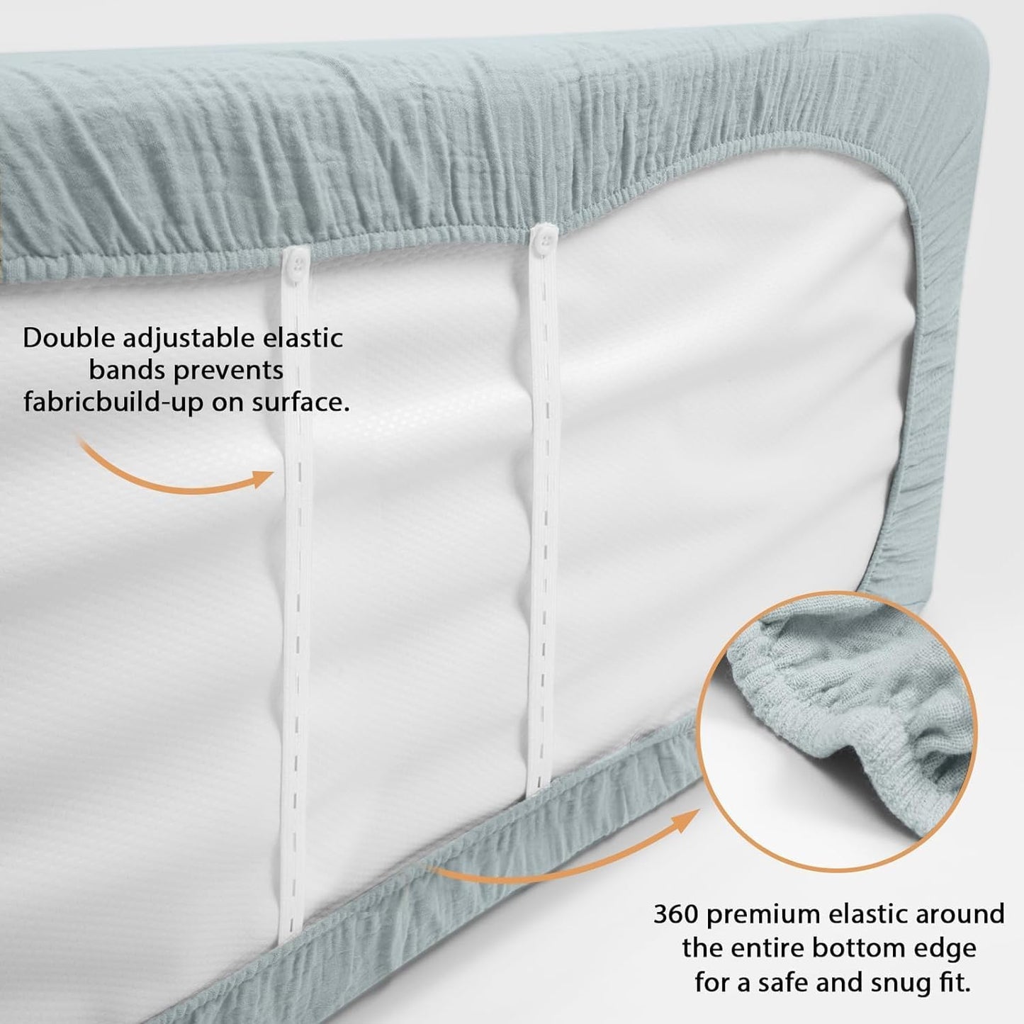 2 Pack Soft Muslin Baby Crib Sheets, 100% Cotton Breathable Double Layer Fitted Sheets for Standard Crib and Toddler Bed Mattresses 28x52 Inches, for Baby Girls and Boys (Sage & Fog