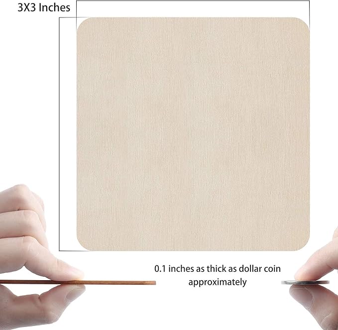 Unfinished Wood Pieces 80 Pcs 3"x3" inch Wood Board Wooden Squares Wooden