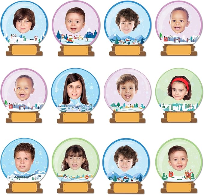 60pcs Winter Theme DIY Cutouts Snow Globe Bulletin Board Decoration Set