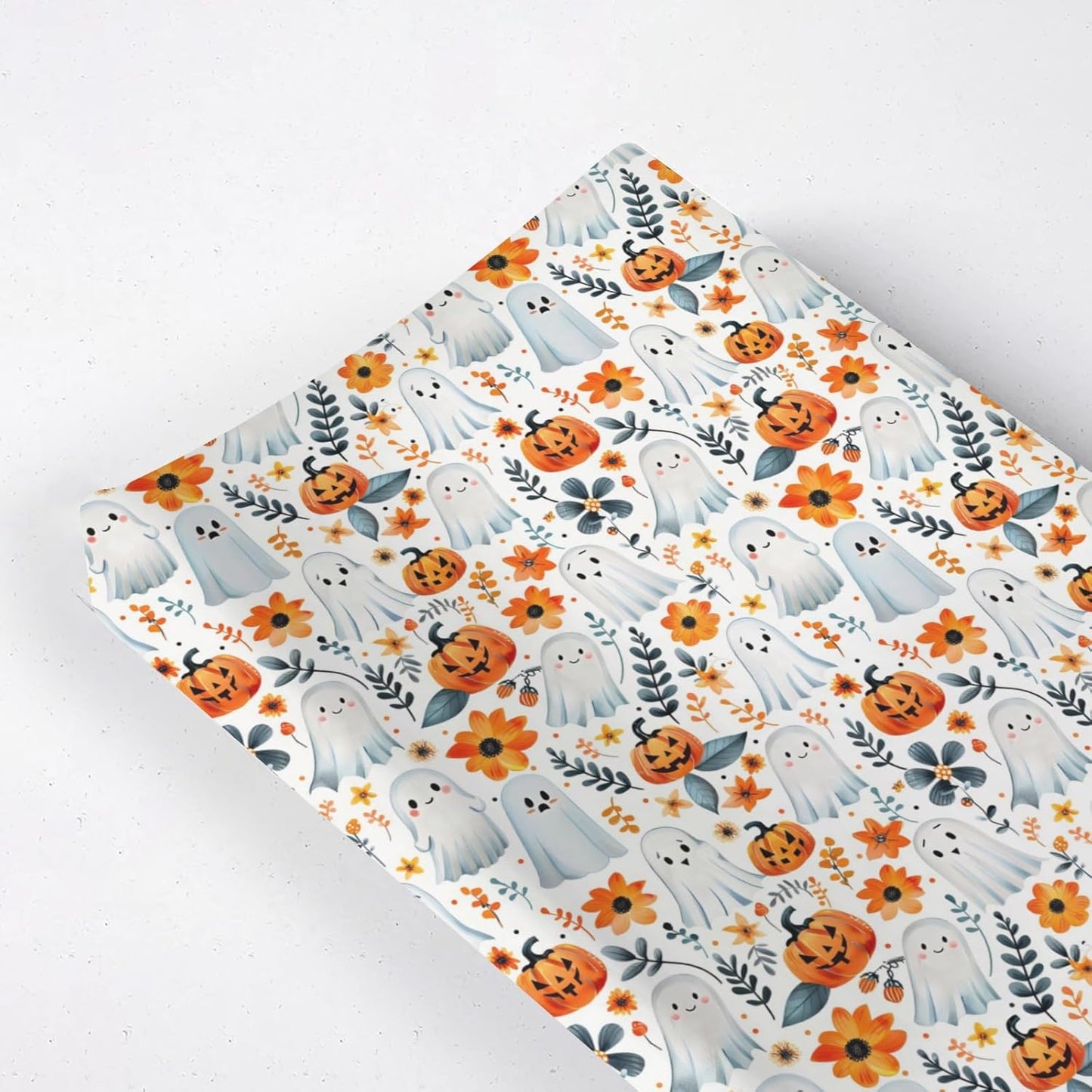 Halloween Pumpkin Flowers Floral Pattern Baby Changing Pad Cover, Unisex Fall Winter Holiday Nursery Diaper Changing Table Pad Mat Sheet for Boys Girls-16x32