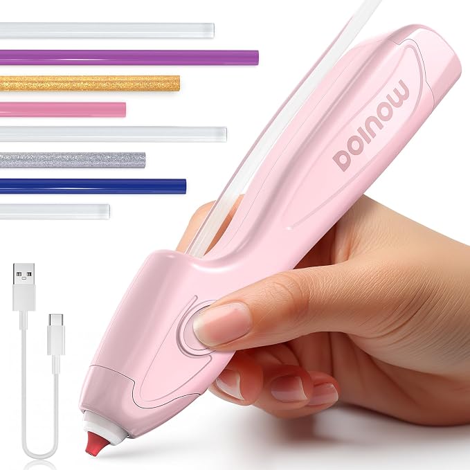 Pink Hot Glue Gun Cordless & Rechargeable, Auto Dispensing Mini Hot Glue Gun