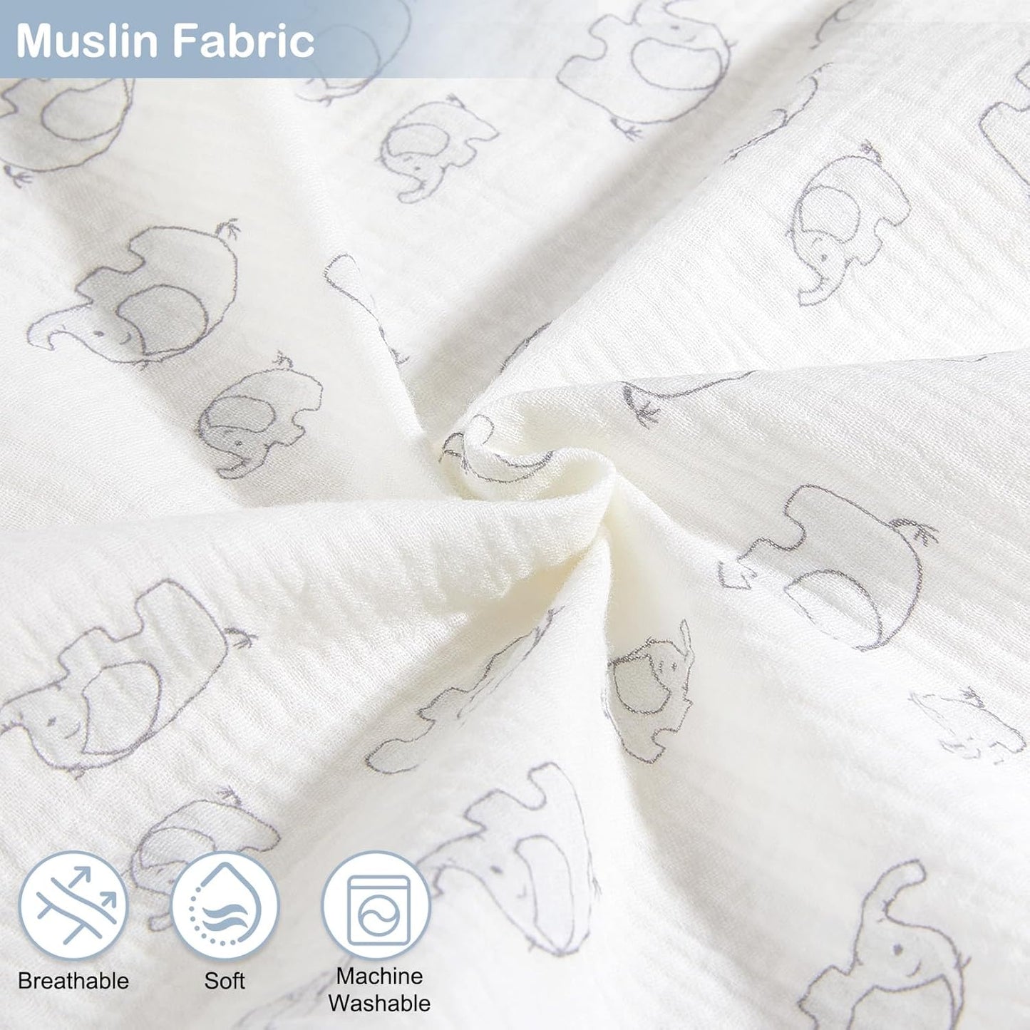 Basumee Muslin Changing Pad Cover Waterproof 2 Pack Baby Changing Table Covers for Boys and Girls Soft Breathable Nursery Diaper Change Table Cover Pad Fits 32"x16", Blue