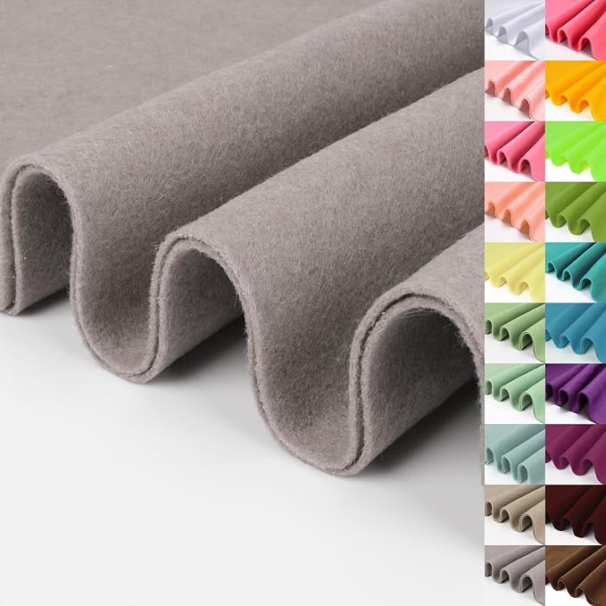 Light Gray Large Felt Fabric 36" X 36" 1 Square Yard, 1.4 mm